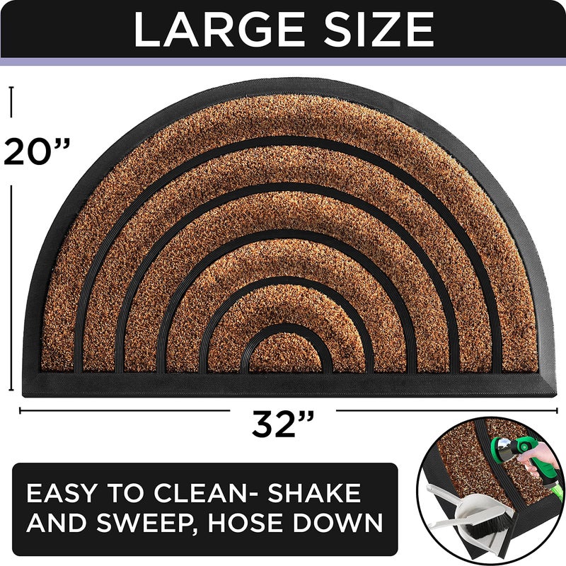 ubdyo Durable Welcome Doormat - Low Pile Front Door Mat Outside Entrance - Muddy Dirt Trapping Welcome Matt Outdoor - Rubber Backing Anti Slip Indoor Doormat Entrance 32'' x 20'', Brown - Image 2
